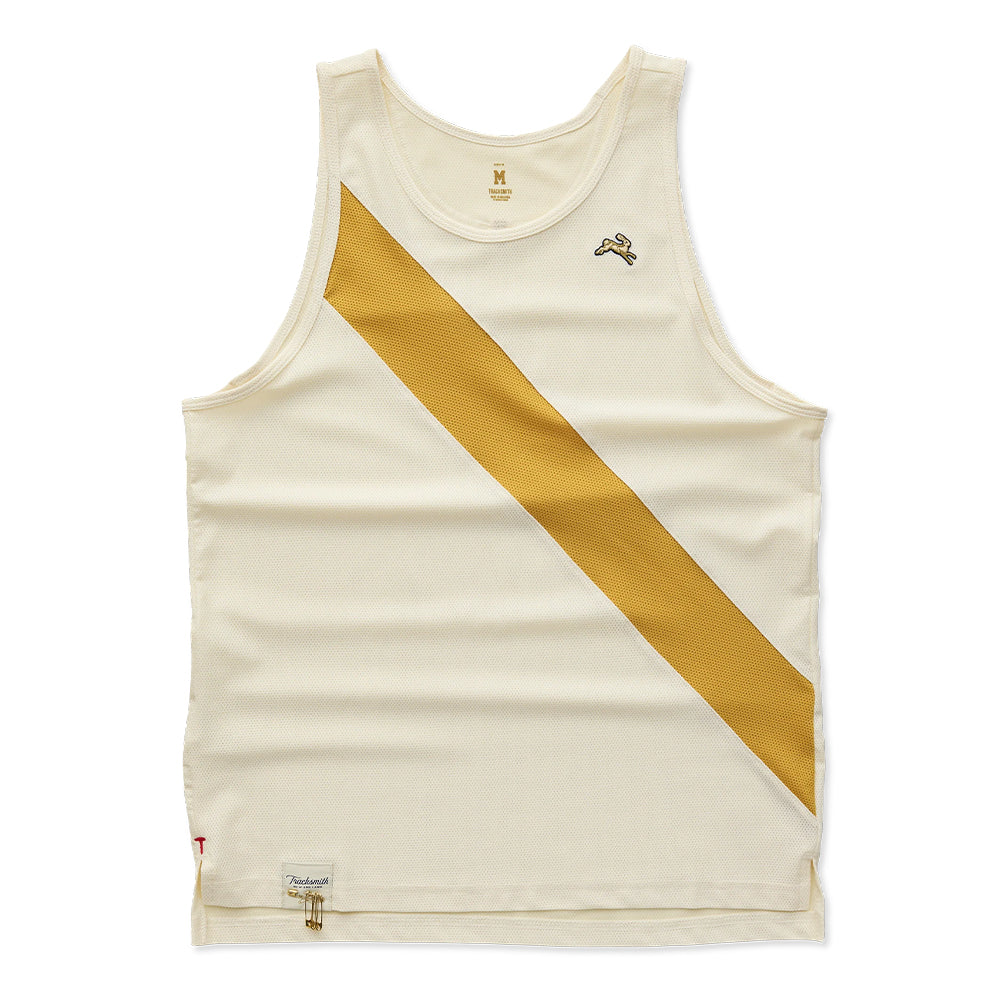 Tracksmith Men's Van Cortlandt Singlet - BlackToe Running#colour_ivory-narcissus