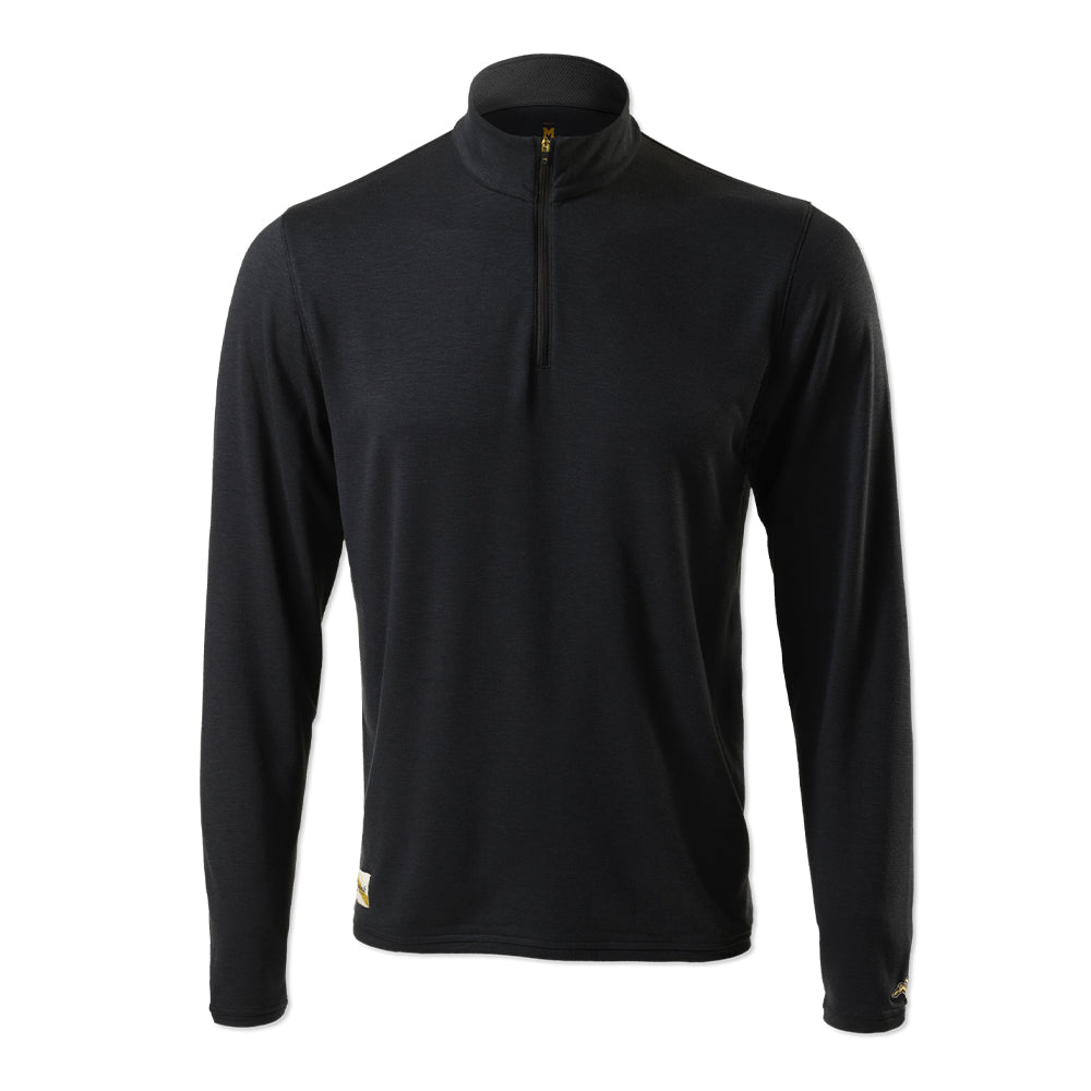 Tracksmith Men's Session Quarter Zip - BlackToe Running#colour_black