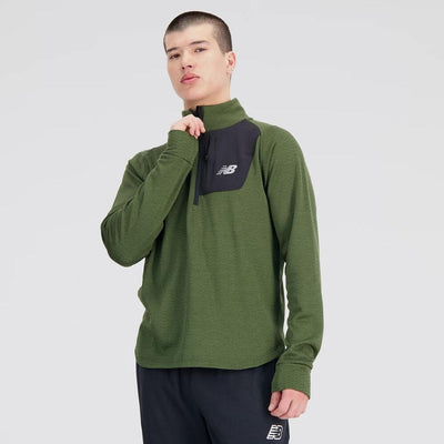New Balance Men's Heat Grid Half Zip - BlackToe Running#colour_kombu-heather
