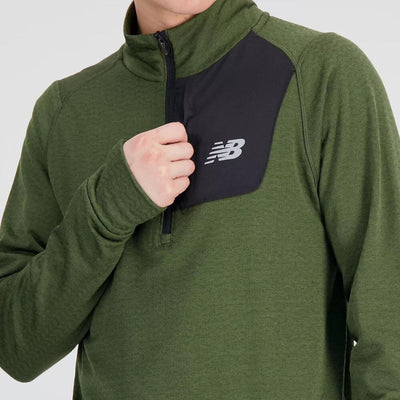 New Balance Men's Heat Grid Half Zip - BlackToe Running#colour_kombu-heather