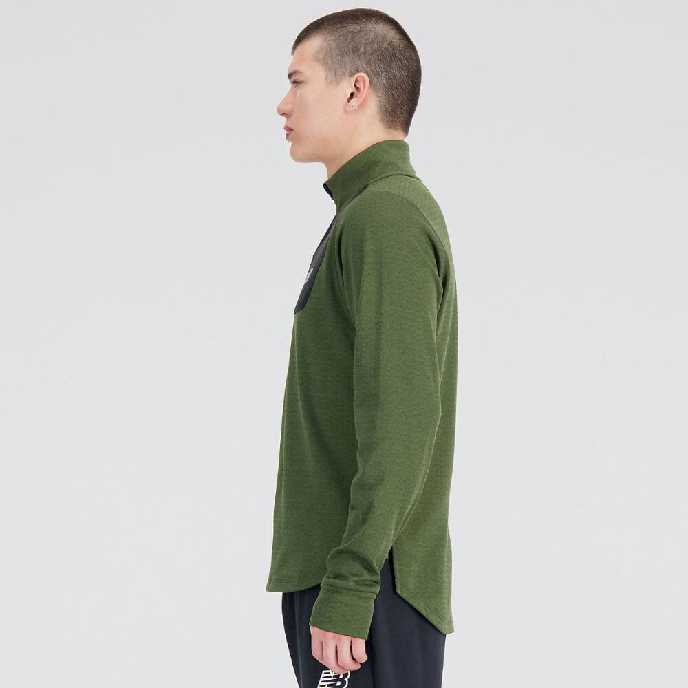 New Balance Men's Heat Grid Half Zip - BlackToe Running#colour_kombu-heather