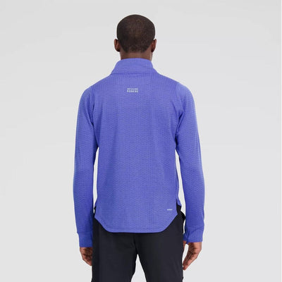 New Balance Men's Heat Grid Half Zip Men's Tops - BlackToe Running#colour_marine-blue-heather