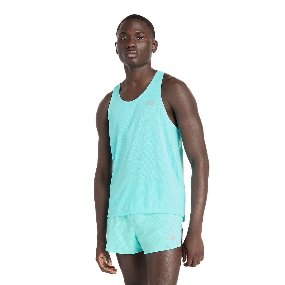 New Balance Men's Athletics Singlet Men's Top - BlackToe Running#colour_cyber-jade