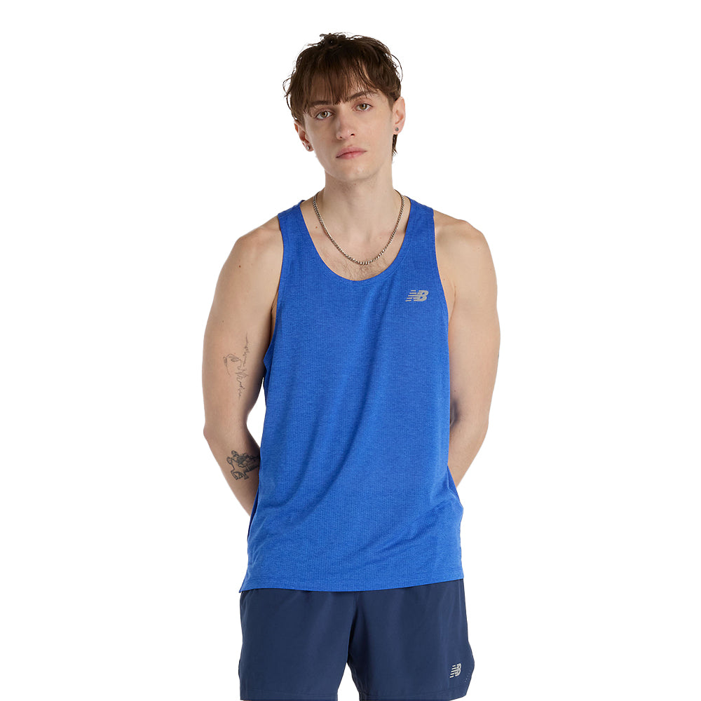 New Balance Men's Athletics Singlet Men's Top - BlackToe Running#colour_blue-gemstone-heather