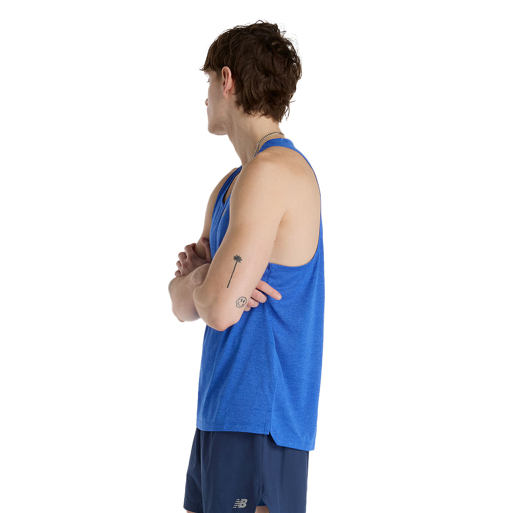 New Balance Men's Athletics Singlet Men's Top - BlackToe Running#colour_blue-gemstone-heather