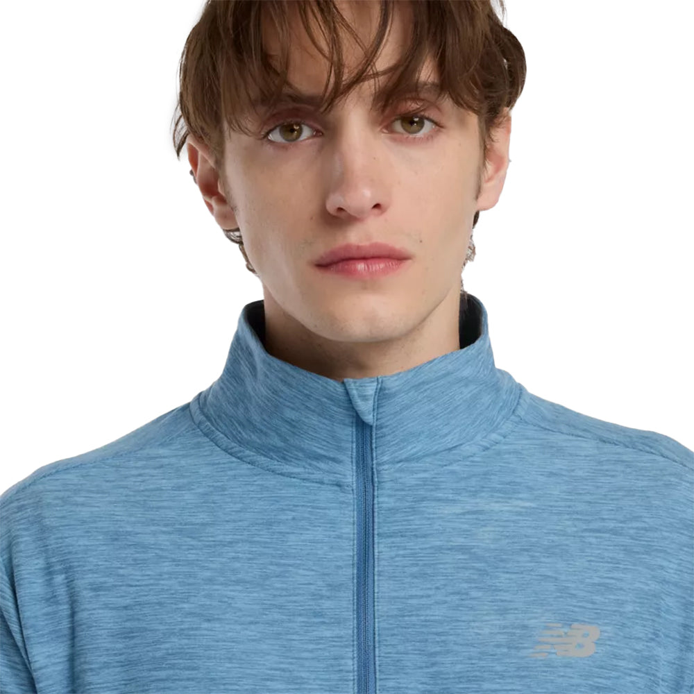 New Balance Men's Space Dye 1/4 Zip - BlackToe Running#colour_shoreline-blue