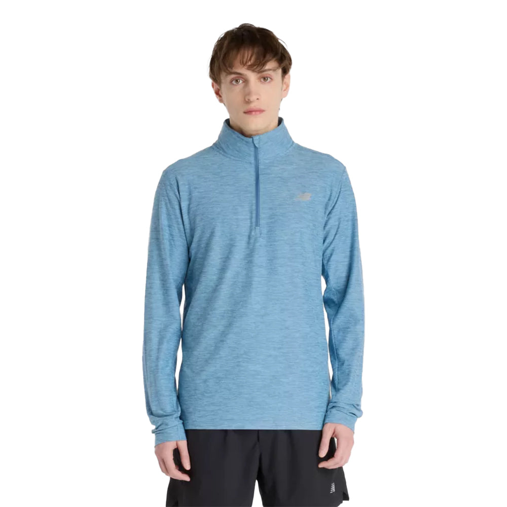 New Balance Men's Space Dye 1/4 Zip - BlackToe Running#colour_shoreline-blue