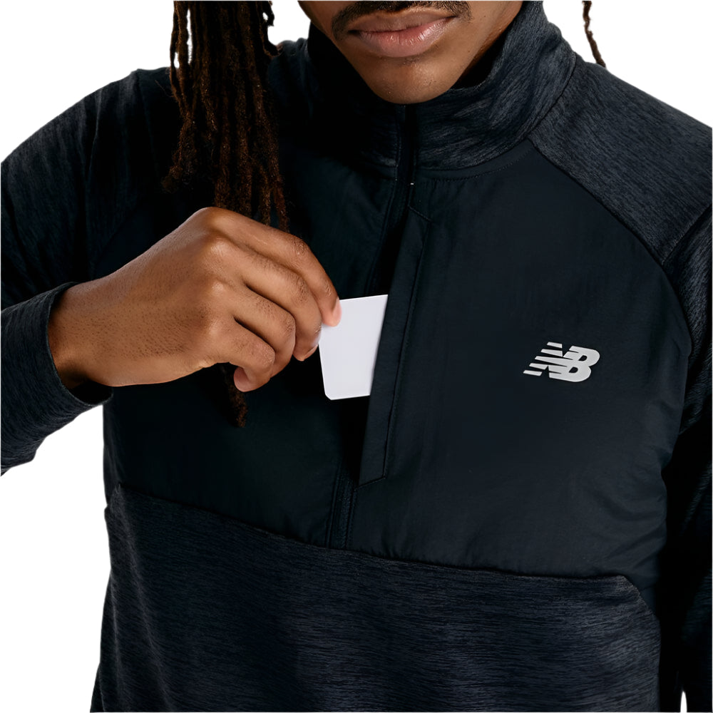 New Balance Men's Athletics Heat Grid 1/2 Zip - BlackToe Running#colour_black