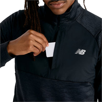 New Balance Men's Athletics Heat Grid 1/2 Zip - BlackToe Running#colour_black