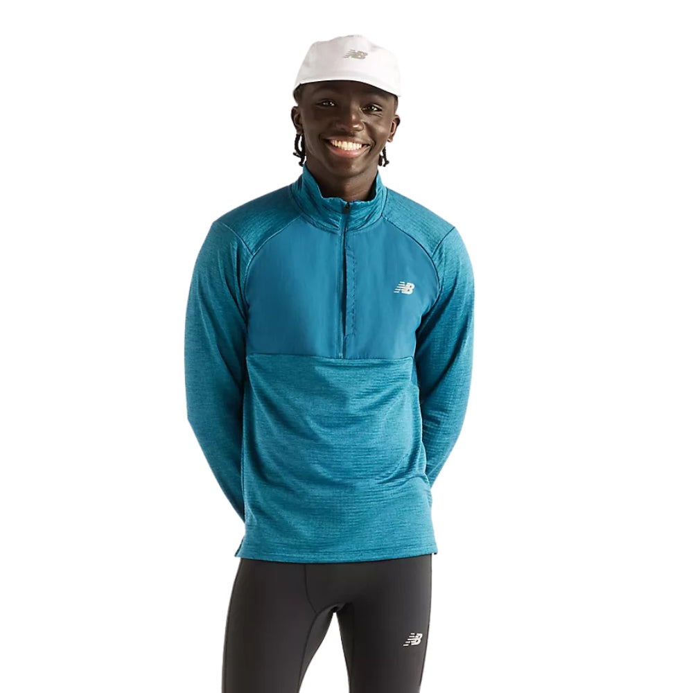 New Balance Men's Athletics Heat Grid 1/2 Zip - BlackToe Running#colour_streamsong