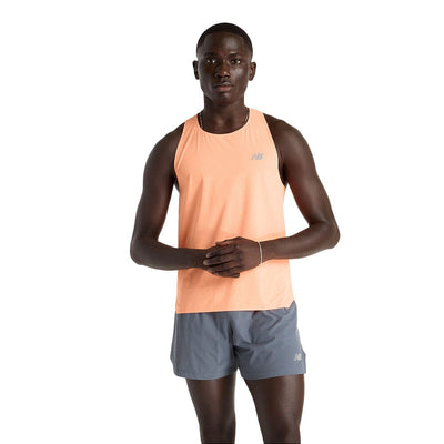 New Balance Men's Race Day Ultra Light Singlet - BlackToe Running#colour_hot-mango