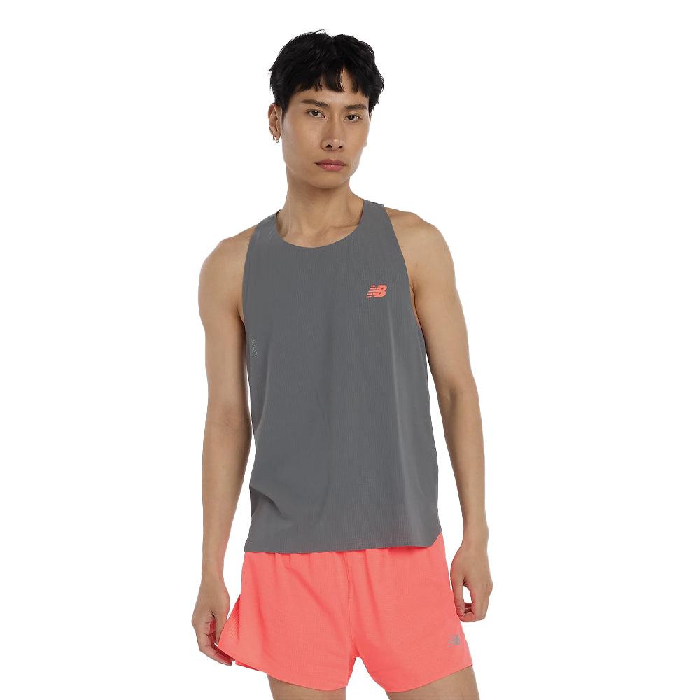 New Balance Men's Race Day Ultra Light Singlet - BlackToe Running#colour_urgent-red