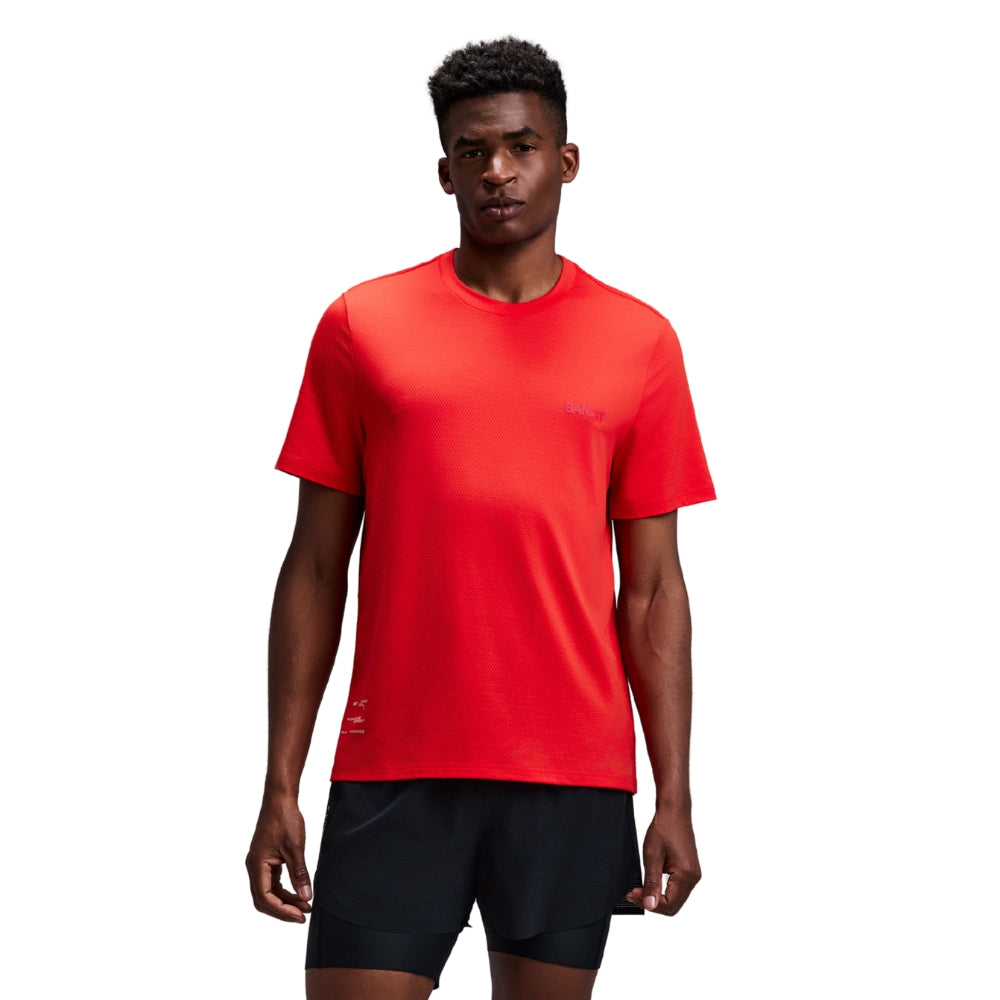 Bandit Running Men's Micromesh™ Short Sleeve Run Tee - BlackToe Running#colour_poppy
