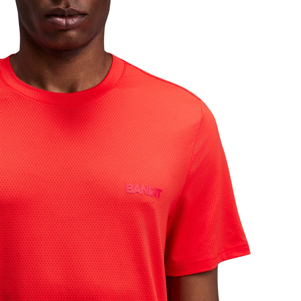 Bandit Running Men's Micromesh™ Short Sleeve Run Tee - BlackToe Running#colour_poppy