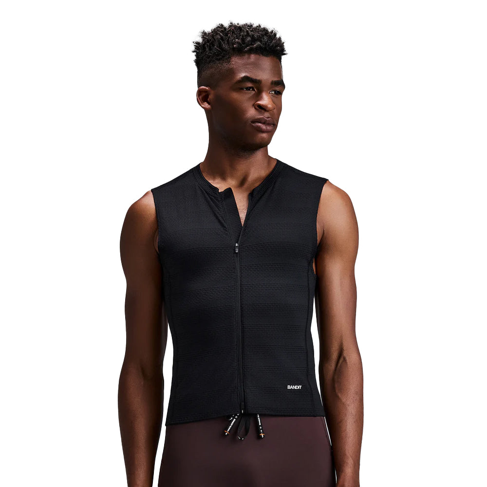 Bandit Running Men's AirKnit Distance Sleeveless Zip - BlackToe Running#colour_black