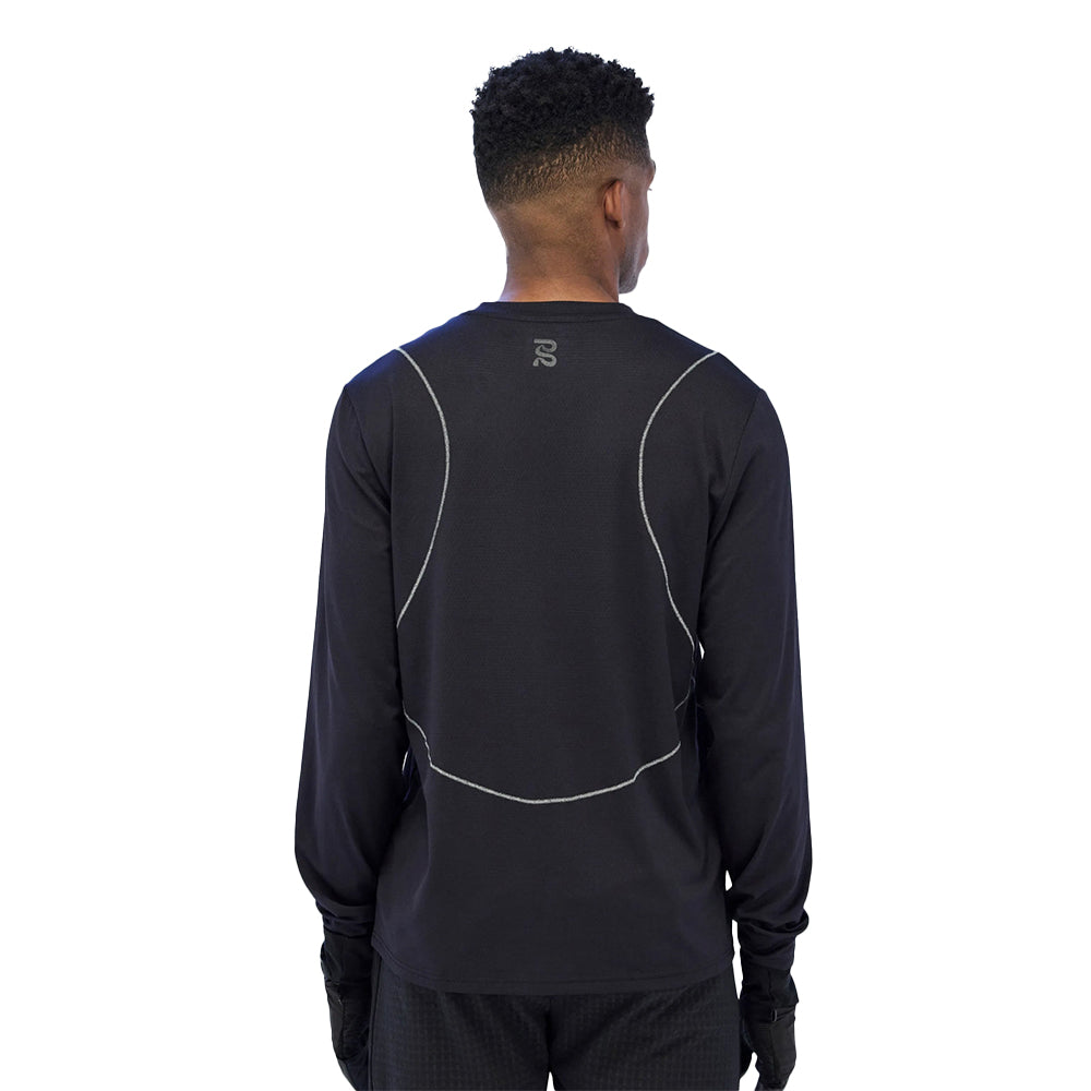 Bandit Running Men's Micromesh™ Reflecto Stitch™ Long Sleeve Tee - BlackToe Running#colour_black