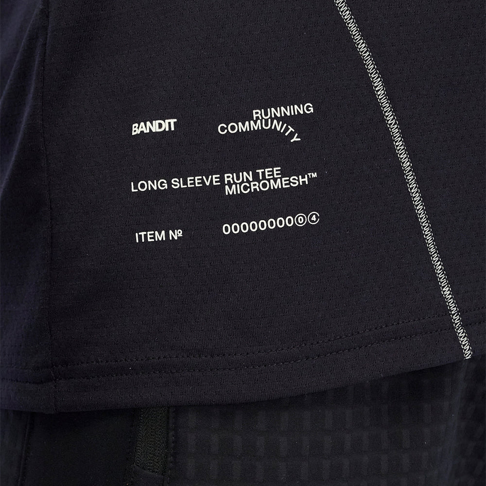 Bandit Running Men's Micromesh™ Reflecto Stitch™ Long Sleeve Tee - BlackToe Running#colour_black
