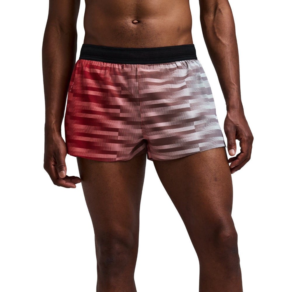 Bandit Running Men's CoolGrid™ 3" Split Short - BlackToe Running#colour_uneven-horizontal-gradient-poppy-multi
