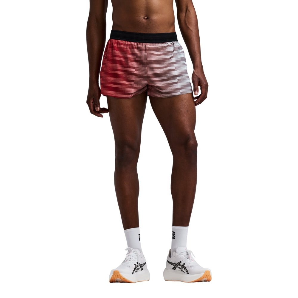 Bandit Running Men's CoolGrid™ 3" Split Short - BlackToe Running#colour_uneven-horizontal-gradient-poppy-multi