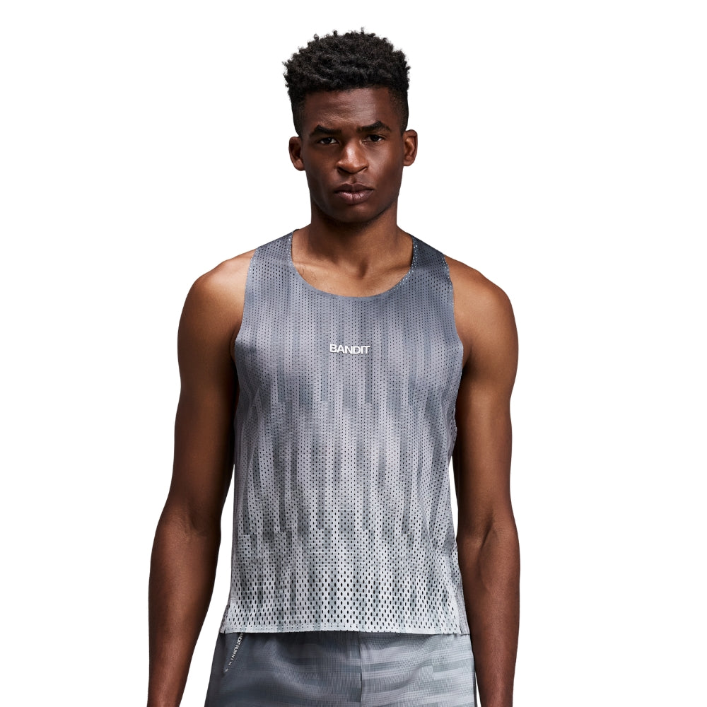 Bandit Running Men's Shredder™ Shorty Race Singlet - BlackToe Running#colour_uneven-gradient-plaster