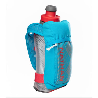 Nathan QuickSqueeze 12oz Insulated Handheld - BlackToe Running#colour_blue-me-away-hibiscus