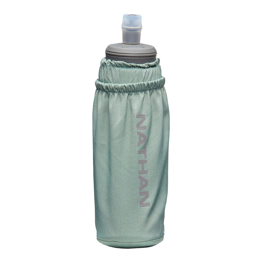 Nathan Pinnacle Soft Flask Handheld 14oz - BlackToe Running#colour_sage-green-reflective-silver