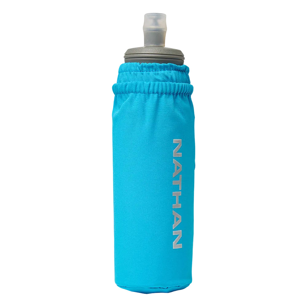 Nathan Pinnacle Soft Flask Handheld 14oz - BlackToe Running#colour_electric-blue-reflective-silver