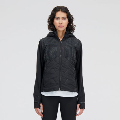 New Balance Women's Impact Run Luminous Heat Jacket - BlackToe Running#colour_black
