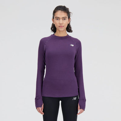 New Balance Women's Q Speed 1NTRO Long Sleeve - BlackToe Running#colour_interstellar