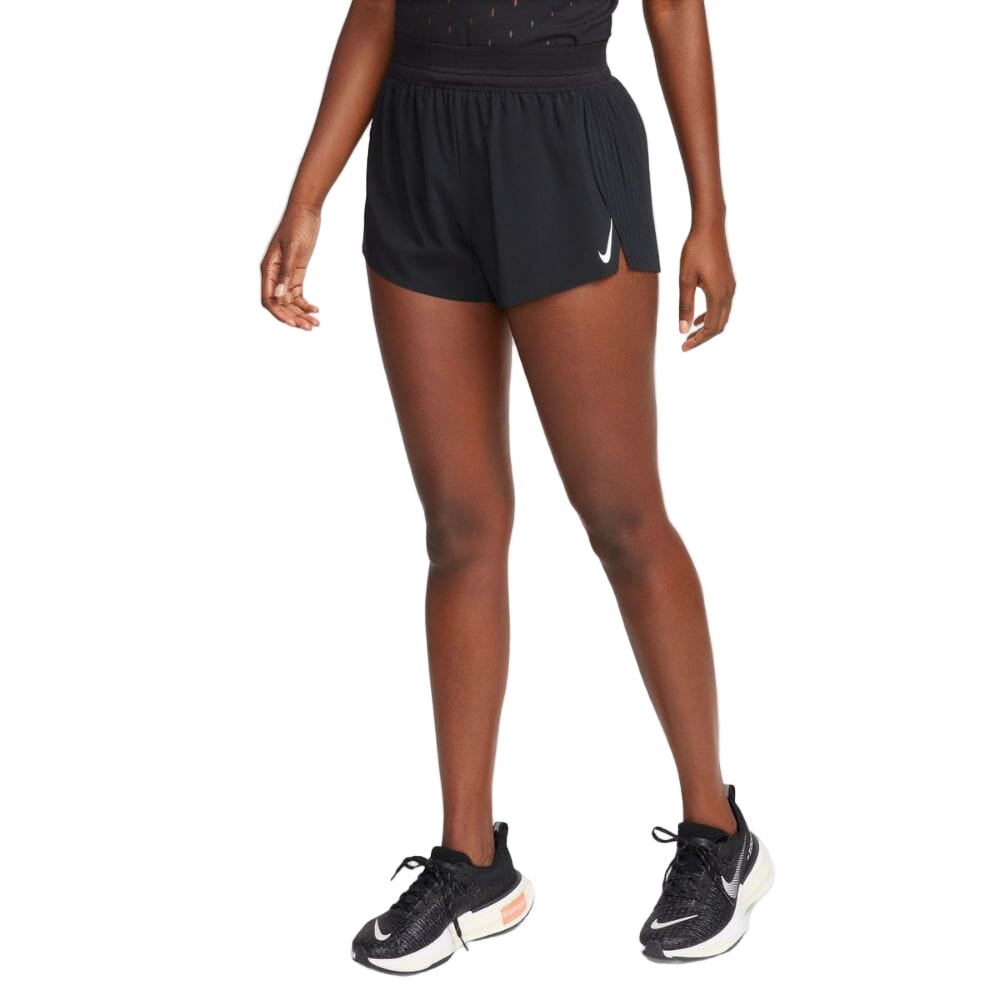 Nike Women's AeroSwift Dri-FIT ADV Mid-Rise Brief-Lined Running Shorts - BlackToe Running#colour_black
