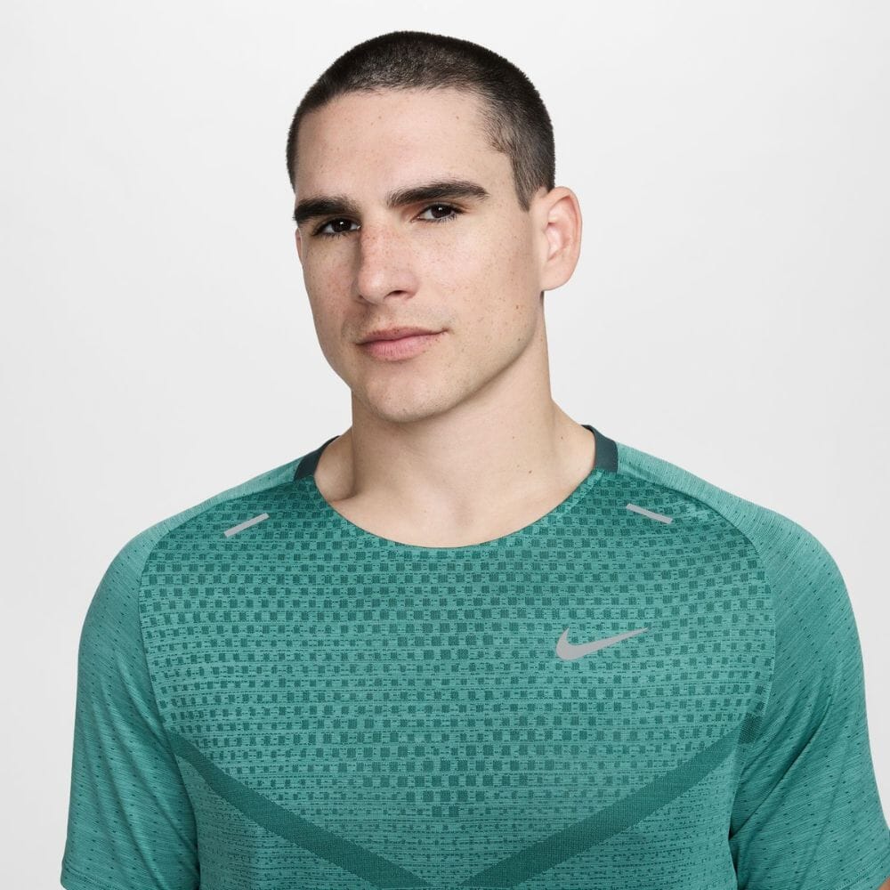 Nike Men's Dri-FIT ADV Techknit Ultra Short Sleeve Men's Tops - BlackToe Running#colour_vintage-green-bicoastal-heather