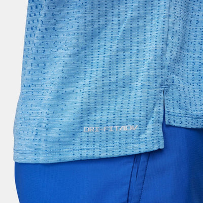 Nike Men's Dri-FIT ADV Techknit Ultra Short Sleeve Men's Tops - BlackToe Running#colour_star-blue-reflective-silver