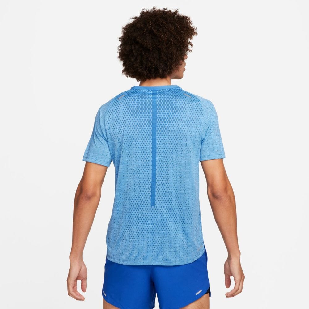 Nike Men's Dri-FIT ADV Techknit Ultra Short Sleeve Men's Tops - BlackToe Running#colour_star-blue-reflective-silver