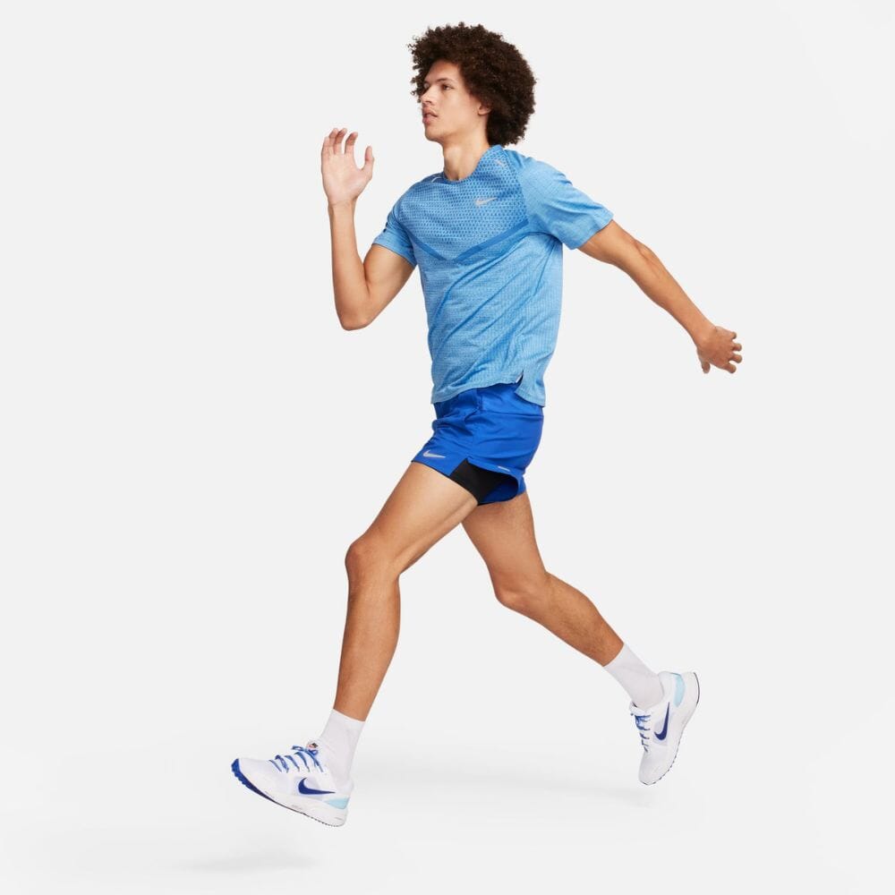 Nike Men's Dri-FIT ADV Techknit Ultra Short Sleeve Men's Tops - BlackToe Running#colour_star-blue-reflective-silver