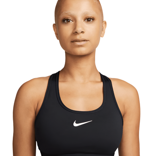 Nike Women's Dri-Fit Swoosh Medium Support Sports Bra - BlackToe Running#colour_black-white