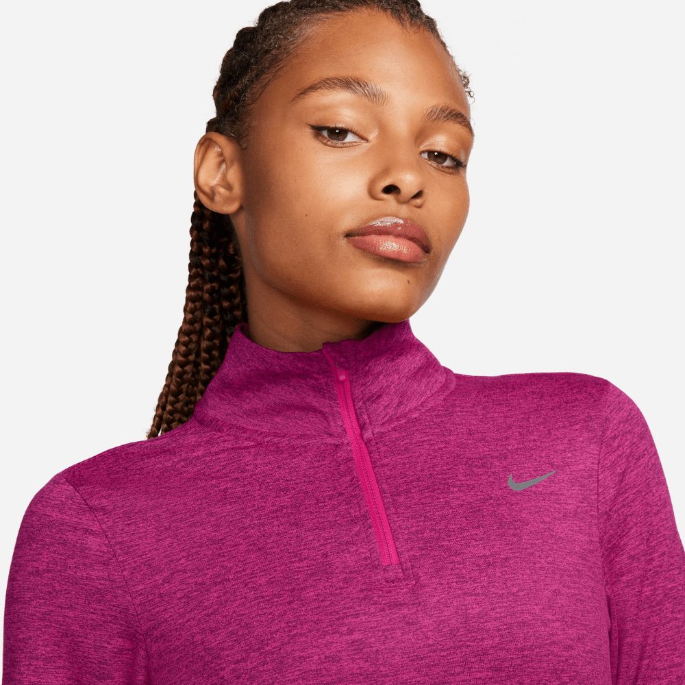Nike Women's Dri-FIT Swift Element UV Half-ZIp - BlackToe Running#colour_fireberry-bordeaux