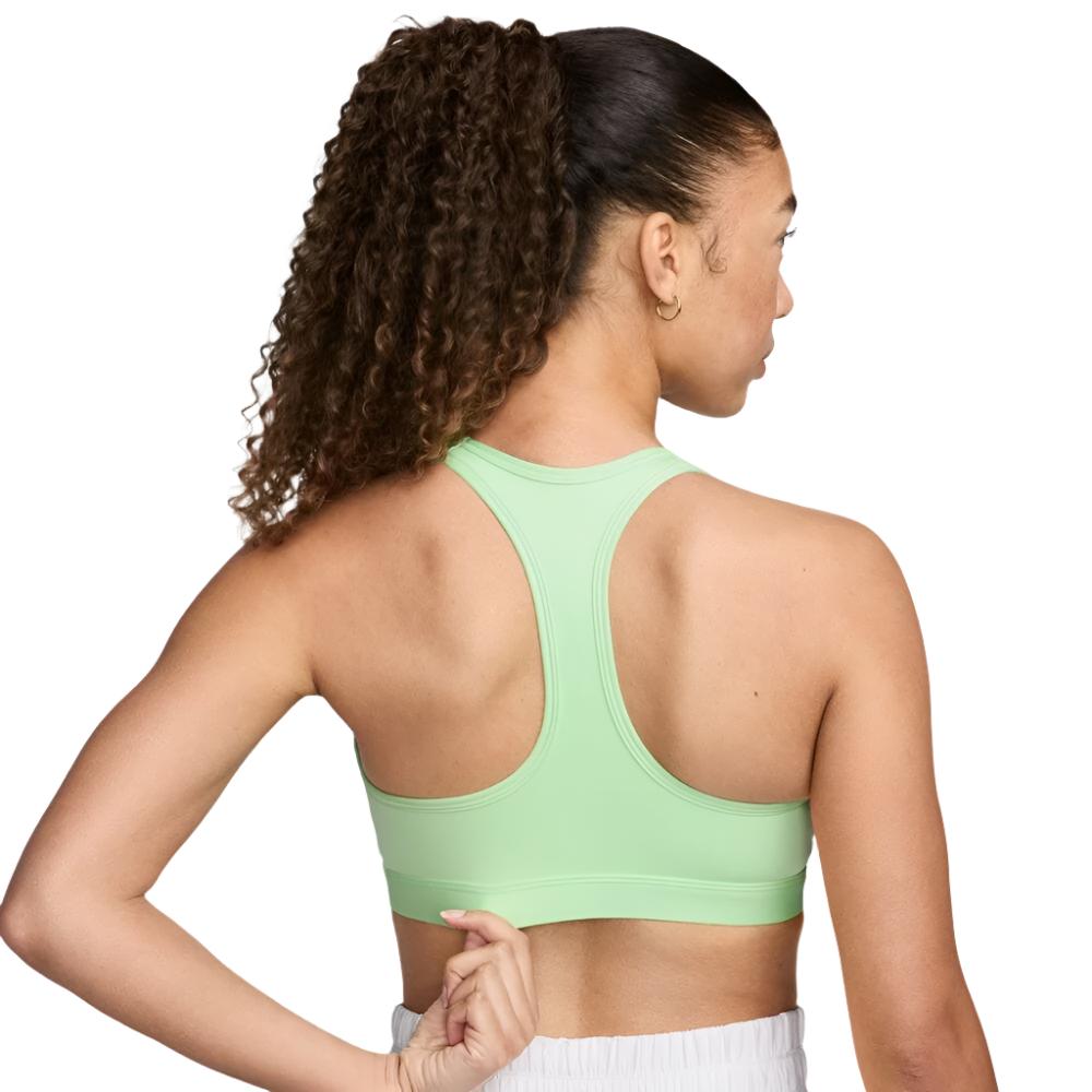 Nike Women's Dri-Fit Swoosh Medium Support Sports Bra - BlackToe Running#colour_vapor-green-white
