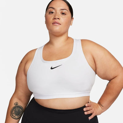 Nike Women's Dri-Fit Swoosh High-Support Sports Bra - BlackToe Running#colour_white-white-black