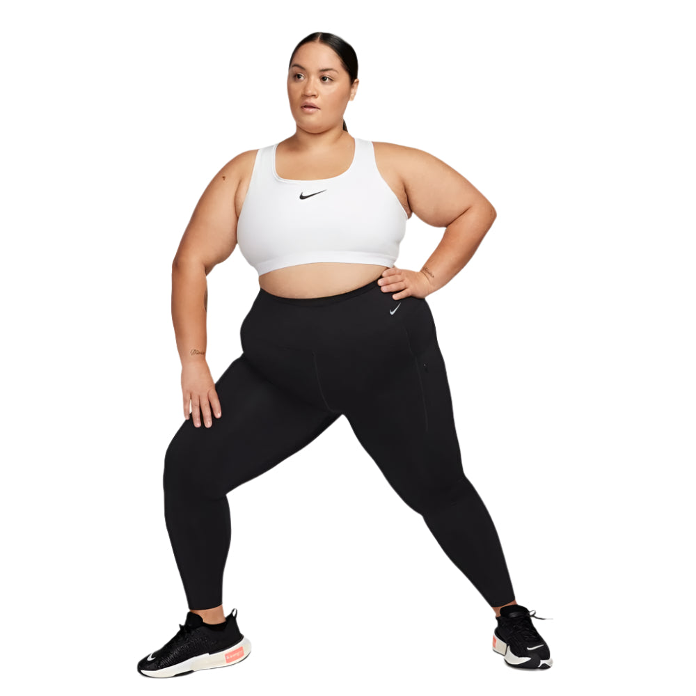 Nike Women's Dri-Fit Swoosh High-Support Sports Bra - BlackToe Running#colour_white-white-black