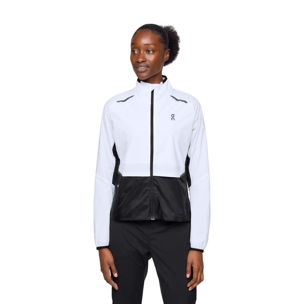 On Running Women's Weather Jacket - BlackToe Running#colour_white-black