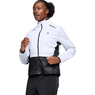 On Running Women's Weather Jacket - BlackToe Running#colour_white-black
