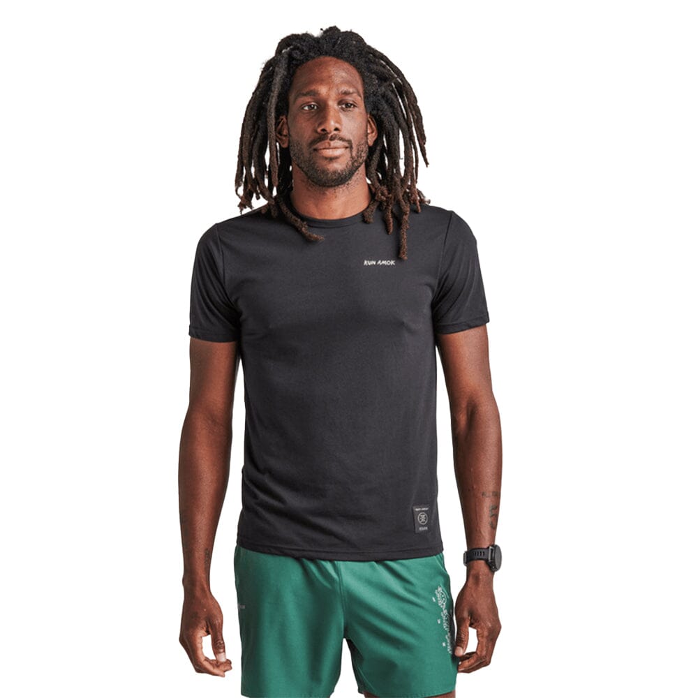 Roark Men's Mathis Core Short Sleeve - BlackToe Running#colour_black