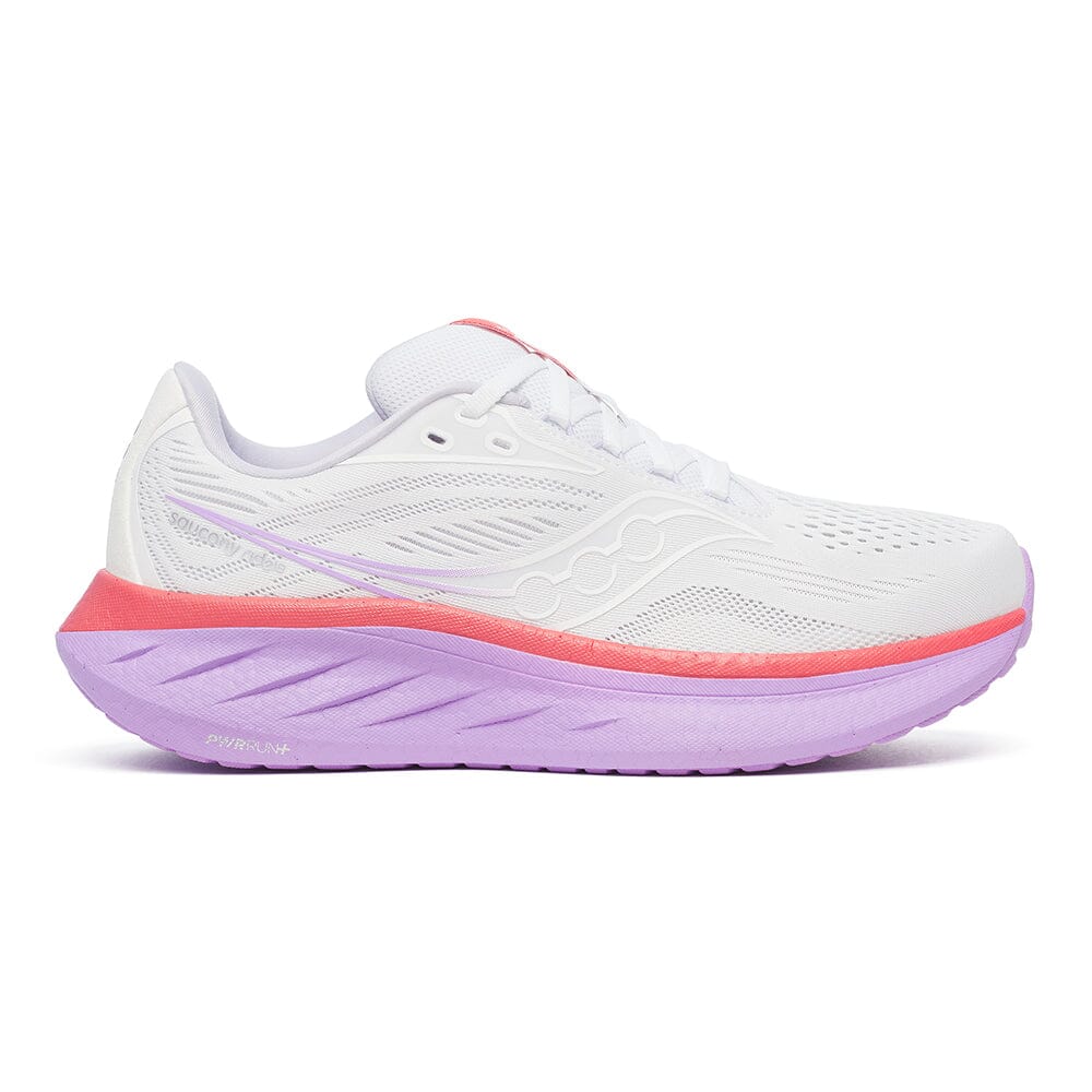 Saucony Women's Ride 18 - BlackToe Running#colour_white-coral