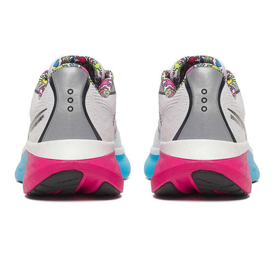Saucony Women's Ride 18 - Keith Haring Love Capsule - BlackToe Running#colour_white-aqua-pink