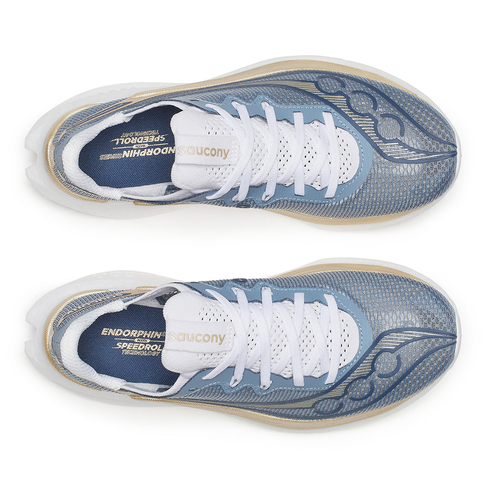 Saucony Women's Endorphin Pro 5 - BlackToe Running#colour_storm-gilded