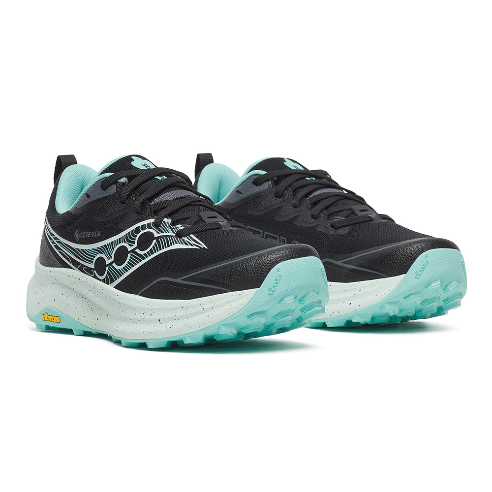 Saucony Women's Peregrine 16 GTX - BlackToe Running#colour_black-aqua