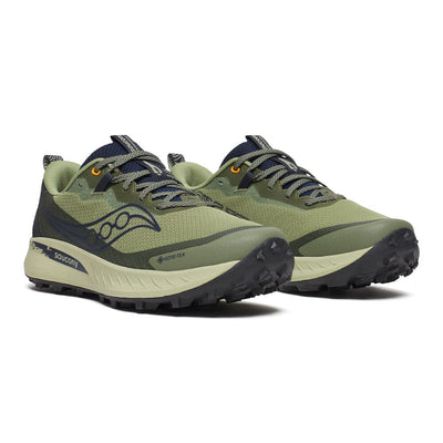 Saucony Men's Peregrine 15 GTX - BlackToe Running#colour_hemlock-navy