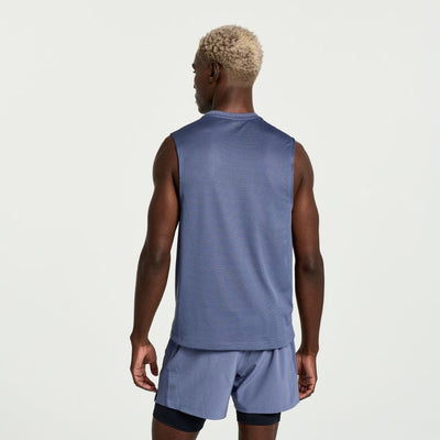 Saucony Men's Elevate Sleeveless Men's Tops - BlackToe Running#colour_horizon-heather