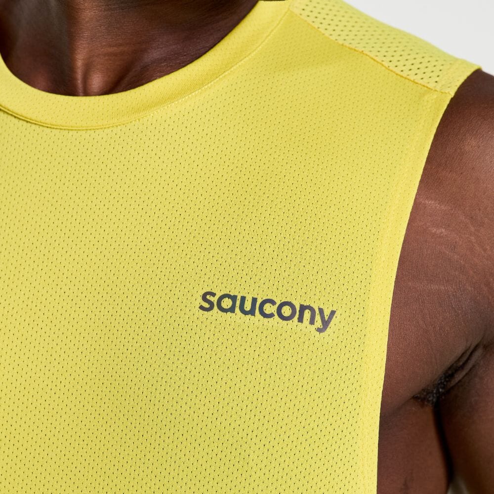 Saucony Men's Elevate Sleeveless Men's Tops - BlackToe Running#colour_sulphur