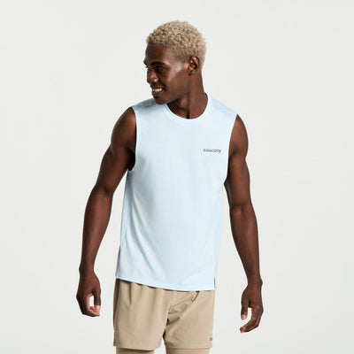 Saucony Men's Elevate Sleeveless Men's Tops - BlackToe Running#colour_vapor